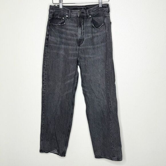 American Eagle Outfitters Stone Washed Black Wide Leg Jeans - Women’s 12 Short - Picture 1 of 9